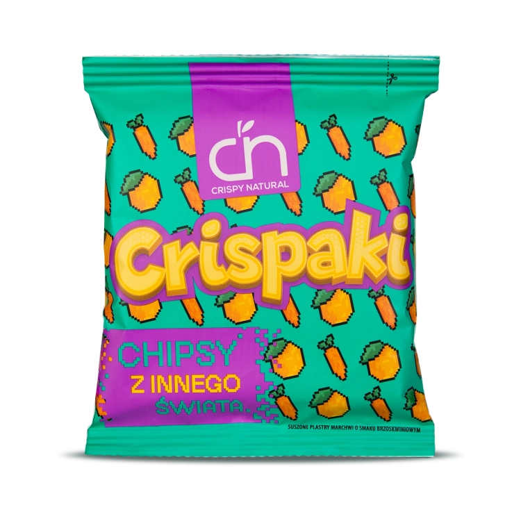 Crispaki - Marchew o smaku brzoskwiniowym - przód paczki