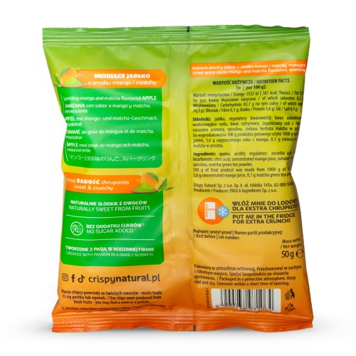 Jabłko o smaku mango i matchy musujące - tył paczki