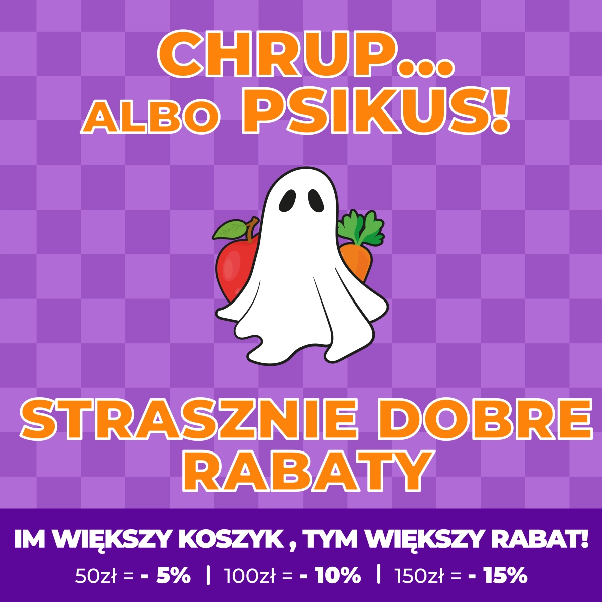 Chrup albo psikus! Strasznie dobre rabaty. Im większy koszyk, tym większy rabat! Przy zakupach za 50 zł -5% rabatu, za 100 zł -10% rabatu , za 150 zł -15%